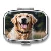 Funny Golden RetrieverMetal Pill Box 3-Compartment Portable Medication Boxs Compact Pill Case for Travel Vitamins Pill Organizer Daily Medication Storage Box view 1