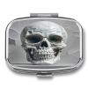 White and Gray Skull GraphicsMetal Pill Box 3-Compartment Portable Medication Boxs Compact Pill Case for Travel Vitamins Pill Organizer Daily Medication Storage Box view 1