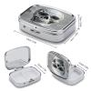 White and Gray Skull GraphicsMetal Pill Box 3-Compartment Portable Medication Boxs Compact Pill Case for Travel Vitamins Pill Organizer Daily Medication Storage Box view 2