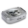 White and Gray Skull GraphicsMetal Pill Box 3-Compartment Portable Medication Boxs Compact Pill Case for Travel Vitamins Pill Organizer Daily Medication Storage Box view 3