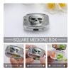 White and Gray Skull GraphicsMetal Pill Box 3-Compartment Portable Medication Boxs Compact Pill Case for Travel Vitamins Pill Organizer Daily Medication Storage Box view 4