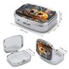 Pumpkin Head PatternMetal Pill Box 3-Compartment Portable Medication Boxs Compact Pill Case for Travel Vitamins Pill Organizer Daily Medication Storage Box view 2