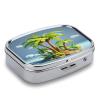 Tropical TreeMetal Pill Box 3-Compartment Portable Medication Boxs Compact Pill Case for Travel Vitamins Pill Organizer Daily Medication Storage Box view 3