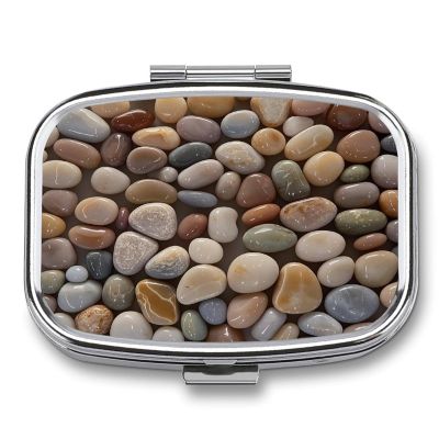 Petoskey StoneMetal Pill Box 3-Compartment Portable Medication Boxs Compact Pill Case for Travel Vitamins Pill Organizer Daily Medication Storage Box