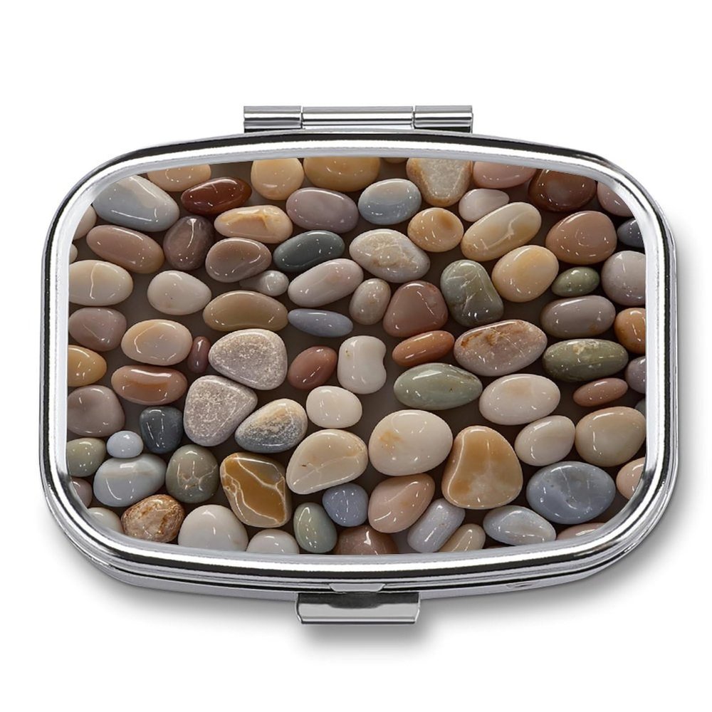 Petoskey StoneMetal Pill Box 3-Compartment Portable Medication Boxs Compact Pill Case for Travel Vitamins Pill Organizer Daily Medication Storage Box