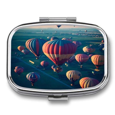 Hot Air BalloonsMetal Pill Box 3-Compartment Portable Medication Boxs Compact Pill Case for Travel Vitamins Pill Organizer Daily Medication Storage Box