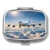 Airplane PatternsMetal Pill Box 3-Compartment Portable Medication Boxs Compact Pill Case for Travel Vitamins Pill Organizer Daily Medication Storage Box view 1