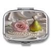 Rose and PearlsMetal Pill Box 3-Compartment Portable Medication Boxs Compact Pill Case for Travel Vitamins Pill Organizer Daily Medication Storage Box view 1