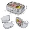 Rose and PearlsMetal Pill Box 3-Compartment Portable Medication Boxs Compact Pill Case for Travel Vitamins Pill Organizer Daily Medication Storage Box view 2