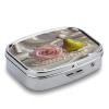 Rose and PearlsMetal Pill Box 3-Compartment Portable Medication Boxs Compact Pill Case for Travel Vitamins Pill Organizer Daily Medication Storage Box view 3