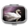 White SwanMetal Pill Box 3-Compartment Portable Medication Boxs Compact Pill Case for Travel Vitamins Pill Organizer Daily Medication Storage Box view 1