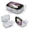White SwanMetal Pill Box 3-Compartment Portable Medication Boxs Compact Pill Case for Travel Vitamins Pill Organizer Daily Medication Storage Box view 2