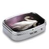 White SwanMetal Pill Box 3-Compartment Portable Medication Boxs Compact Pill Case for Travel Vitamins Pill Organizer Daily Medication Storage Box view 3
