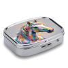 Horse PatternMetal Pill Box 3-Compartment Portable Medication Boxs Compact Pill Case for Travel Vitamins Pill Organizer Daily Medication Storage Box view 3
