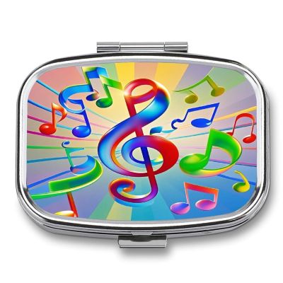 Colorful MusicMetal Pill Box 3-Compartment Portable Medication Boxs Compact Pill Case for Travel Vitamins Pill Organizer Daily Medication Storage Box