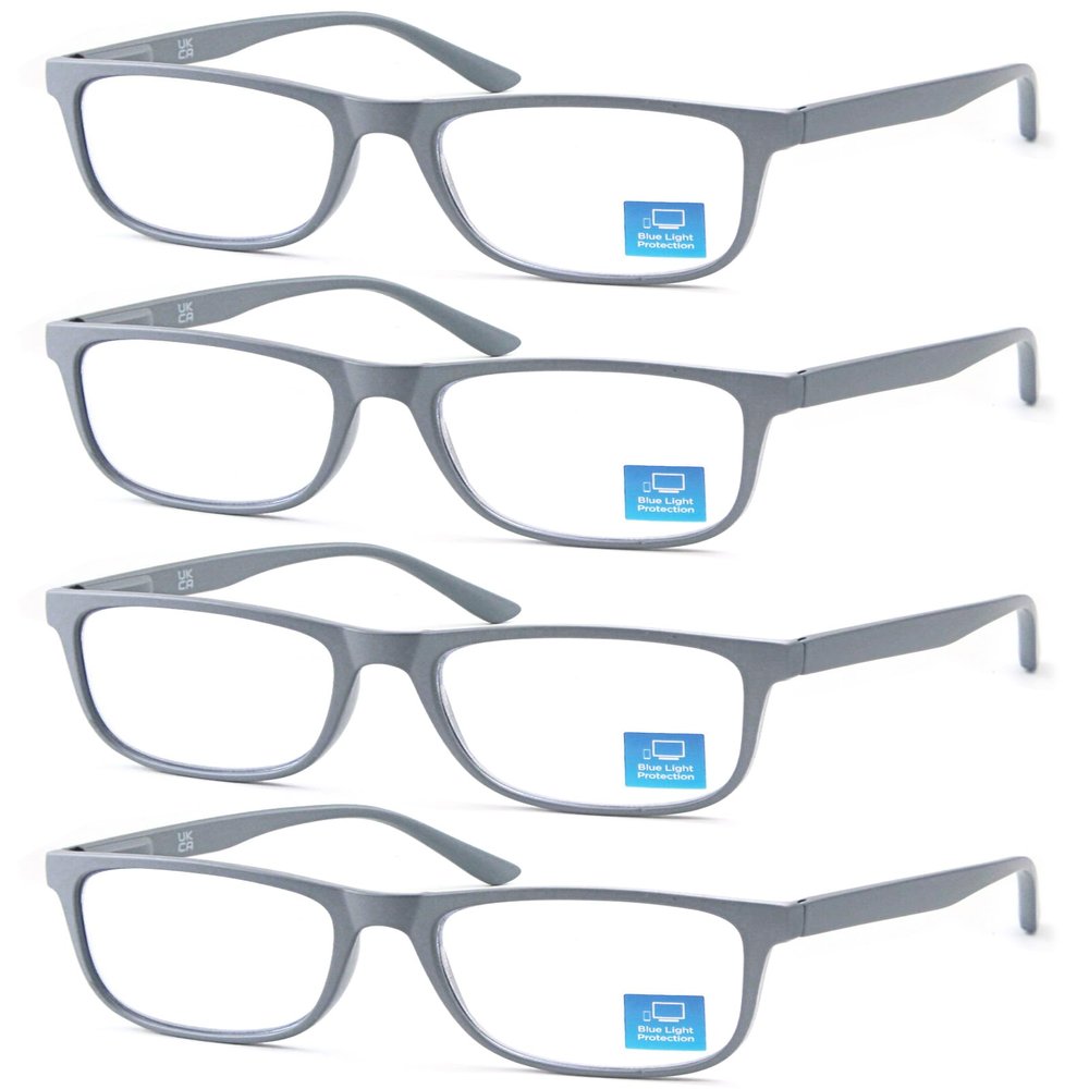 OLOMEE Matte Gray Reading Glasses for Men Blue Light Blocking Large Readers +2.25 Oversized Wide Cheaters for Big Head/Large Face
