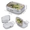 Green Floral DesignMetal Pill Box 3-Compartment Portable Medication Boxs Compact Pill Case for Travel Vitamins Pill Organizer Daily Medication Storage Box view 2