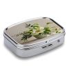 Green Floral DesignMetal Pill Box 3-Compartment Portable Medication Boxs Compact Pill Case for Travel Vitamins Pill Organizer Daily Medication Storage Box view 3