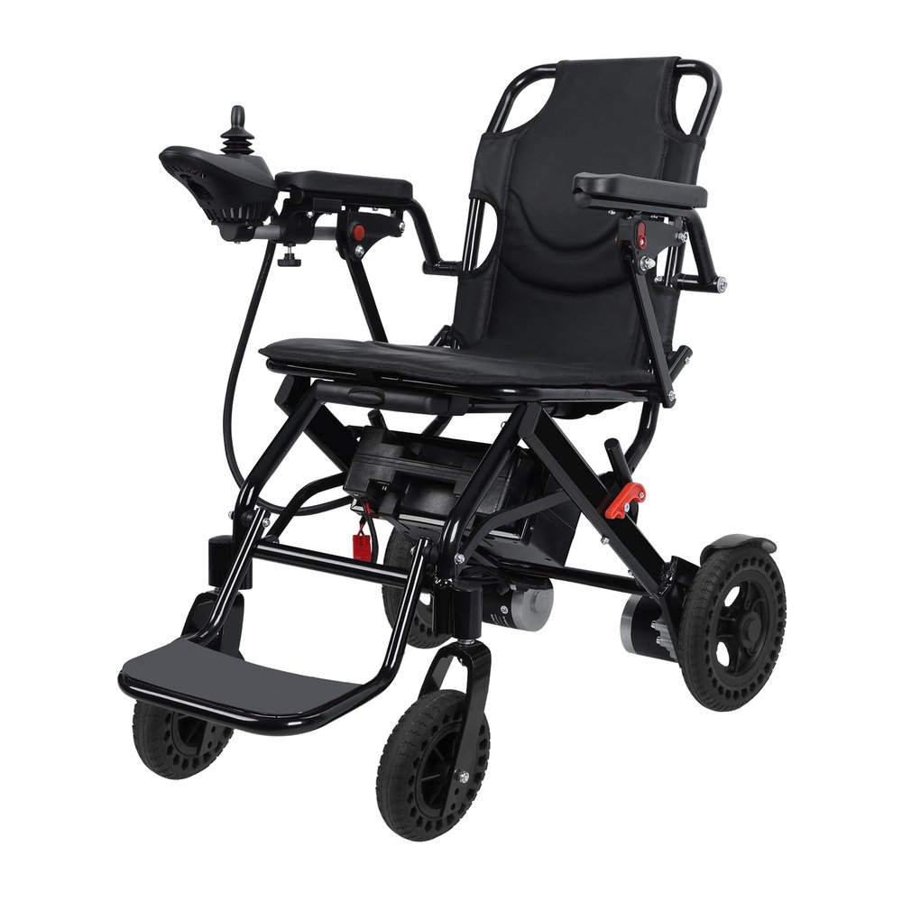 Tazauue Electric Wheelchair for Adults, 12 Miles Range 500W High Power Motorized Wheelchair, All Terrain Lightweight Foldable Portable Wheelchair with Large Footrest for Seniors, 110KG Capacity Blac