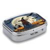 Roof Black Cat PumpkinMetal Pill Box 3-Compartment Portable Medication Boxs Compact Pill Case for Travel Vitamins Pill Organizer Daily Medication Storage Box view 3