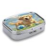 Dogs PlayingMetal Pill Box 3-Compartment Portable Medication Boxs Compact Pill Case for Travel Vitamins Pill Organizer Daily Medication Storage Box view 3