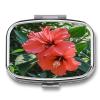 Red HibiscusMetal Pill Box 3-Compartment Portable Medication Boxs Compact Pill Case for Travel Vitamins Pill Organizer Daily Medication Storage Box view 1