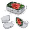 Red HibiscusMetal Pill Box 3-Compartment Portable Medication Boxs Compact Pill Case for Travel Vitamins Pill Organizer Daily Medication Storage Box view 2