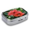 Red HibiscusMetal Pill Box 3-Compartment Portable Medication Boxs Compact Pill Case for Travel Vitamins Pill Organizer Daily Medication Storage Box view 3
