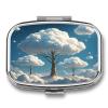 Tree CloudsMetal Pill Box 3-Compartment Portable Medication Boxs Compact Pill Case for Travel Vitamins Pill Organizer Daily Medication Storage Box view 1