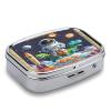 Funny Astronaut Dinosaur RocketMetal Pill Box 3-Compartment Portable Medication Boxs Compact Pill Case for Travel Vitamins Pill Organizer Daily Medication Storage Box view 3