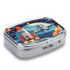Rocket Clipart Space ShipMetal Pill Box 3-Compartment Portable Medication Boxs Compact Pill Case for Travel Vitamins Pill Organizer Daily Medication Storage Box view 3