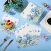 100 Pcs Hydrangea Floral Paper Napkins Blue Floral Butterfly Disposable Party Napkin 6.5" Luncheon Flower Hand Towel for Spring Summer Birthday Wedding Party Supplies (Hydrangea) view 4