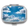 Blue SkyMetal Pill Box 3-Compartment Portable Medication Boxs Compact Pill Case for Travel Vitamins Pill Organizer Daily Medication Storage Box view 1