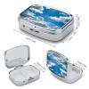 Blue SkyMetal Pill Box 3-Compartment Portable Medication Boxs Compact Pill Case for Travel Vitamins Pill Organizer Daily Medication Storage Box view 2