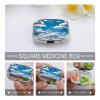 Blue SkyMetal Pill Box 3-Compartment Portable Medication Boxs Compact Pill Case for Travel Vitamins Pill Organizer Daily Medication Storage Box view 4
