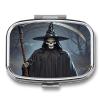 Death ScytheMetal Pill Box 3-Compartment Portable Medication Boxs Compact Pill Case for Travel Vitamins Pill Organizer Daily Medication Storage Box view 1