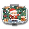 Christmas SpiritMetal Pill Box 3-Compartment Portable Medication Boxs Compact Pill Case for Travel Vitamins Pill Organizer Daily Medication Storage Box view 1