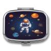 Space AstronautMetal Pill Box 3-Compartment Portable Medication Boxs Compact Pill Case for Travel Vitamins Pill Organizer Daily Medication Storage Box view 1