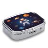 Space AstronautMetal Pill Box 3-Compartment Portable Medication Boxs Compact Pill Case for Travel Vitamins Pill Organizer Daily Medication Storage Box view 3