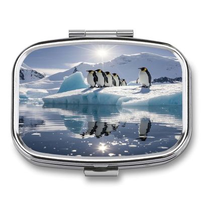 Polar Bear IceMetal Pill Box 3-Compartment Portable Medication Boxs Compact Pill Case for Travel Vitamins Pill Organizer Daily Medication Storage Box