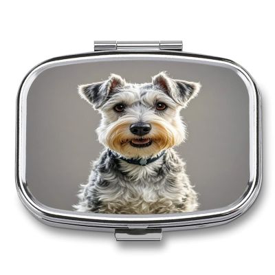 Animal Schnauzer DogMetal Pill Box 3-Compartment Portable Medication Boxs Compact Pill Case for Travel Vitamins Pill Organizer Daily Medication Storage Box