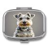 Animal Schnauzer DogMetal Pill Box 3-Compartment Portable Medication Boxs Compact Pill Case for Travel Vitamins Pill Organizer Daily Medication Storage Box view 1
