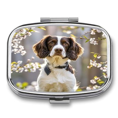 Cute Springer SpanielMetal Pill Box 3-Compartment Portable Medication Boxs Compact Pill Case for Travel Vitamins Pill Organizer Daily Medication Storage Box