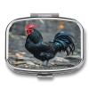 Black RoosterMetal Pill Box 3-Compartment Portable Medication Boxs Compact Pill Case for Travel Vitamins Pill Organizer Daily Medication Storage Box view 1