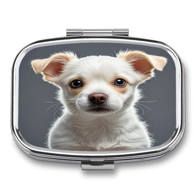 Cute DogMetal Pill Box 3-Compartment Portable Medication Boxs Compact Pill Case for Travel Vitamins Pill Organizer Daily Medication Storage Box