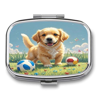 Lawn and DogMetal Pill Box 3-Compartment Portable Medication Boxs Compact Pill Case for Travel Vitamins Pill Organizer Daily Medication Storage Box