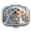 Lovely Maltese DogMetal Pill Box 3-Compartment Portable Medication Boxs Compact Pill Case for Travel Vitamins Pill Organizer Daily Medication Storage Box view 1