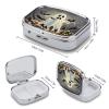 Ghost Bat PatternMetal Pill Box 3-Compartment Portable Medication Boxs Compact Pill Case for Travel Vitamins Pill Organizer Daily Medication Storage Box view 2