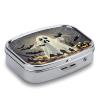 Ghost Bat PatternMetal Pill Box 3-Compartment Portable Medication Boxs Compact Pill Case for Travel Vitamins Pill Organizer Daily Medication Storage Box view 3