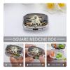 Ghost Bat PatternMetal Pill Box 3-Compartment Portable Medication Boxs Compact Pill Case for Travel Vitamins Pill Organizer Daily Medication Storage Box view 4